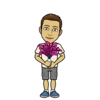 🌷 fleurs, bouquet, avatar, bitmoji, dessin animé, personne telegram sticker