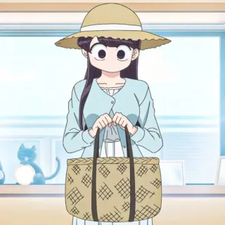 👒 Komi Shouko Komi Can't Communicate 애니메이션, 코미 양은 커뮤증입니다, 코미 쇼코, 여자, 모자, 귀여운, 만화 telegram sticker