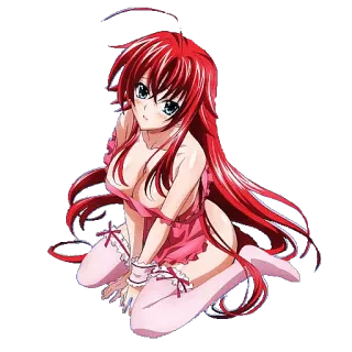 😔 Rias Gremory High School DxD Anime, Ecchi, Garota, Cabelo Vermelho, Fan Service telegram sticker