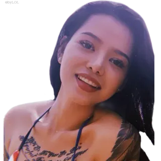😂 femme, fille, sourire, portrait, tatouage, asiatique telegram sticker