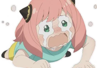 😭 Anya Forger Spy × Family anime, menangis, sedih, Anya Forger, Spy × Family, kartun, stiker whatsapp sticker