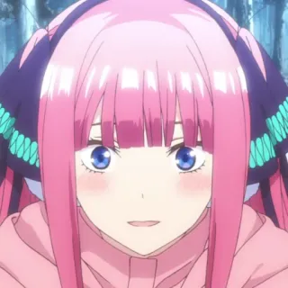 😀 Nino Nakano The Quintessential Quintuplets anime, garota, cabelo rosa, fofa telegram sticker