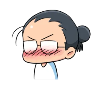 ☺️ 卡通, 人物, 可爱, 眼镜, 脸红, 生气 telegram sticker