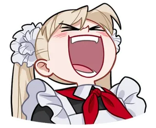 😂 Anime, Sirvienta, Gritando, Dibujo animado, Enojado telegram sticker