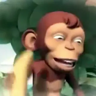 🐒 scimmia, cartone animato, animale, banana whatsapp sticker