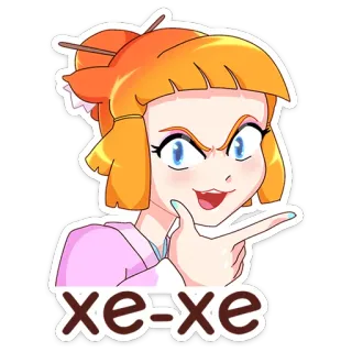 😔 xe=xe cartoon, anime style, character, woman, pointing, expression telegram sticker