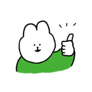 👍 coelho, coelhinho, animal, fofo, ilustração, verde, polegar para cima, positivo telegram sticker