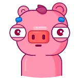 🤔 pink, funny, weird, googly eyes, cartoon whatsapp sticker