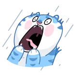 😨 tigre azul, gritando, dibujos animados, lindo, divertido, animal whatsapp sticker