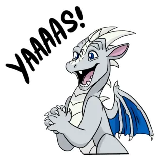 😄 YAAAAS! 龙, 太棒了!, 兴奋, 卡通, 贴纸 whatsapp sticker