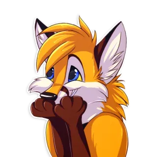 😄 renard, animal, poilu, dessin animé, mignon, autocollant telegram sticker