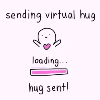 🍓 sending virtual hug loading... hug sent! virtual hug, loading, hug sent, cute, greeting, internet, heart telegram sticker