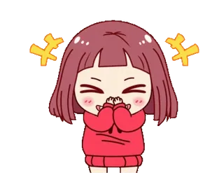 😆 Anime meisje, Kawaii, Schattig, Opgewonden, Blij, Glitters telegram sticker