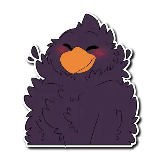 😊 ptak, słodki, kreskówka, fioletowy, wrona, szczęśliwy telegram sticker