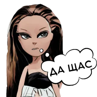 👌 ДА ЩАС dziewczyna, kreskówka, rosyjski, wyraz, styl komiksu telegram sticker