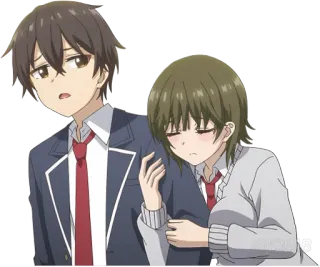 🫂 Anime, Casal, Uniforme escolar, Desenho animado, Amizade, Relacionamento whatsapp sticker