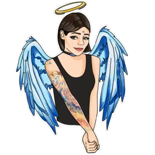 😇 angel, wings, halo, woman, cartoon, sticker, portrait telegram sticker