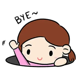 😺 dessin animé, fille, salut, trou, mignon, amical, salutation telegram sticker