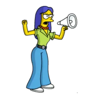😠 Manjula Nahasapeemapetilon The Simpsons simpsons, wanita, protes, megaphone telegram sticker