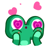 😍 rana, cuore, amore, carino, kawaii, adesivo, cartone animato whatsapp sticker
