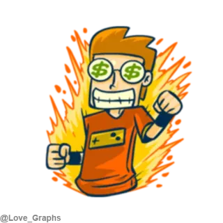 🤑 money, cartoon, game, glasses, dollar, success, nerd telegram sticker