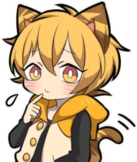 🤔 고양이, 애니메이션, 만화, 스티커, 귀여운, 노란색 telegram sticker