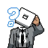 ❓ 물음표, 혼란스러움, 생각, 정장, 픽셀 아트, 캐릭터 telegram sticker