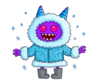 ❄ Monster, Kreatur, Winter, Schnee, Cartoon whatsapp sticker