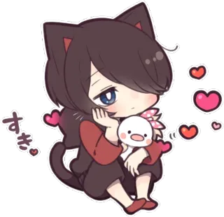 😸 すき gato, anime, kawaii, corazones, lindo, amor, chibi, sticker whatsapp sticker