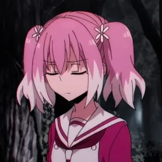 😣 Anime, Mädchen, Rosa Haare, Zöpfe telegram sticker