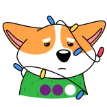 😕 コーギー, 犬, 悲しい, クリスマスライト, 漫画, かわいい, ペット telegram sticker