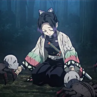 🤕 Shinobu Kocho Demon Slayer 애니메이션, 귀멸의 칼날, 코쵸우 시노부, 거미, 칼 telegram sticker