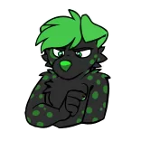 🤔 Furry, Antropomórfico, Animal, Dibujo animado, Verde, Negro telegram sticker