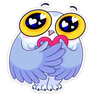 ❤️ búho, amor, corazón, lindo, pegatina, pájaro whatsapp sticker