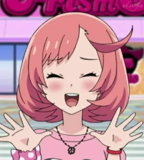 🌺 gadis anime, kartun, senang, senyum, imut, rambut merah muda telegram sticker