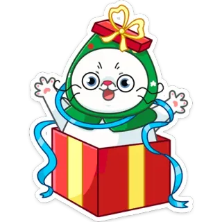 🎁 кот, подарок, презент, праздник, празднование, котенок, мультфильм telegram sticker