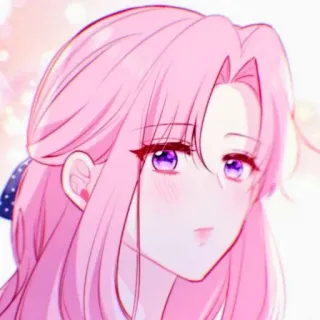 🎟 anime, kreskówka, różowe włosy, kobieta, dziewczyna, fioletowe oczy telegram sticker