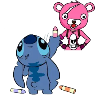 🐨 Stitch Stitch, Lilo & Stitch, cartoon character, middle finger, offensive, crayon, bear telegram sticker