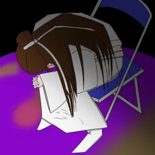 🥲 sad, anime, sitting, chair, depression, loneliness whatsapp sticker