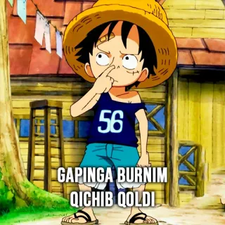 🤧 Luffy One Piece GAPINGA BURNIM QICHIB QOLDI Anime, Dessin animé, Monkey D. Luffy, One Piece, Personnage telegram sticker