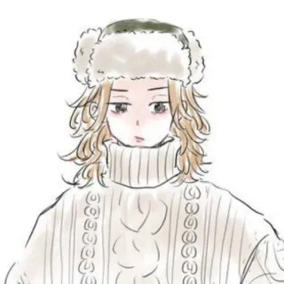 〰 アニメ, キャラクター, 冬, 帽子, セーター telegram sticker