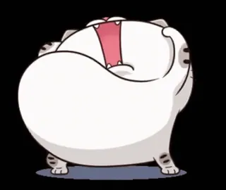 💃 mèo, ngáp, mèo trắng, dễ thương, hoạt hình, động vật, hài hước whatsapp sticker