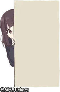 😶 @MHStickers Anime, Garota, Espiando, Adesivo, Bonito, Escondido telegram sticker