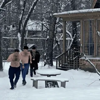 💪 snow, winter, men, running, shirtless telegram sticker