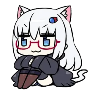 😏 cat, anime, chibi, kawaii, sticker, cartoon, catgirl telegram sticker