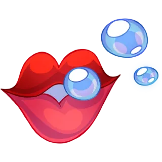 👄 Lippen, Blasen, Kuss, Mund, Wasser, Cartoon whatsapp sticker