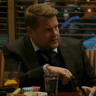 〰 James Corden мужчина, костюм, актер, человек, ведущий ток-шоу whatsapp sticker