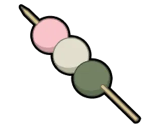 🍡 Dango, Japonés, Postre, Mochi, Comida, Brochetas, Dulces whatsapp sticker