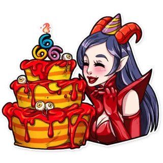 🎂 демон, день рождения, торт, хоррор, фэнтези, сверхъестественное telegram sticker