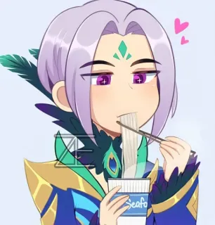 🦄 Seafoo anime, cartoon, noodles, eating, cute, chibi, character telegram sticker